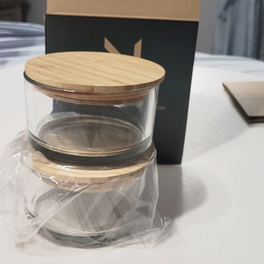 Stacking glass canisters set